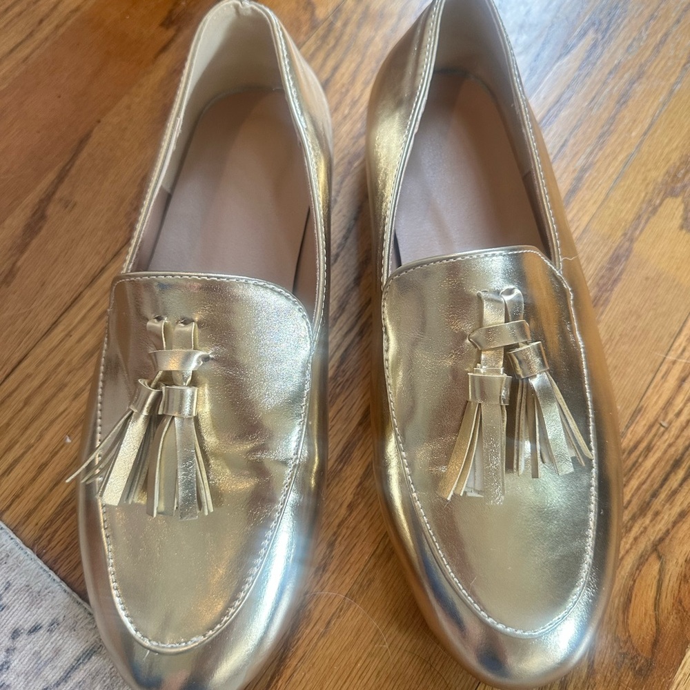 Gold Tassel Loafers for Women